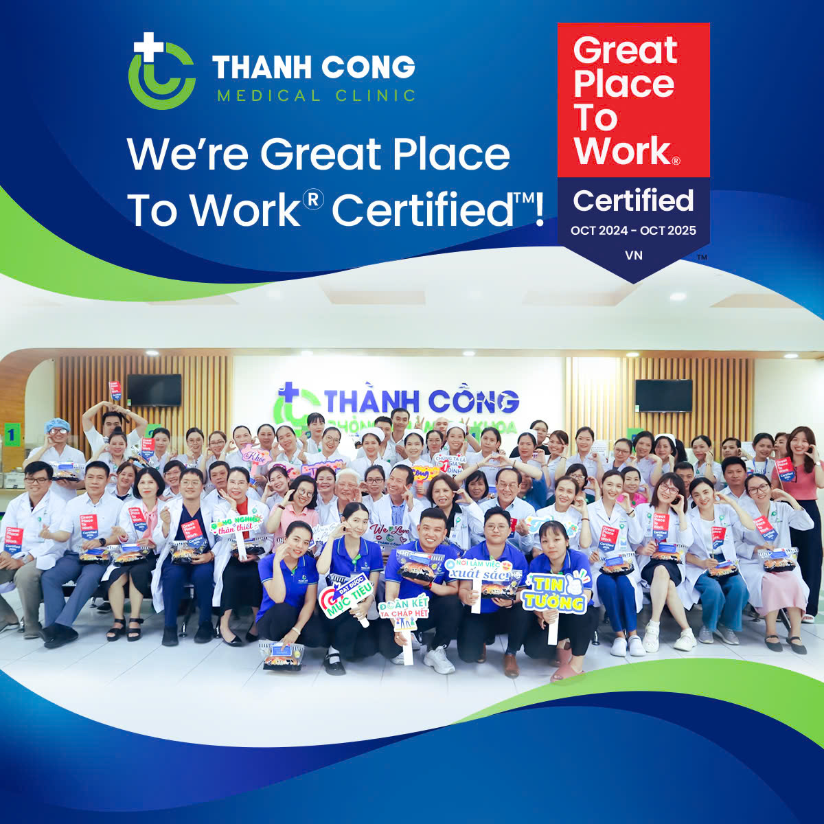 PHÒNG KHÁM ĐA KHOA THÀNH CÔNG TỰ HÀO ĐÓN NHẬN DANH HIỆU GREAT PLACE TO WORK® (10/2024 – 10/2025)