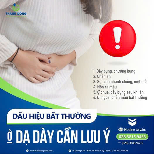 DẤU HIỆU BẤT THƯỜNG Ở DẠ DÀY CẦN LƯU Ý TẦM SOÁT SỚM