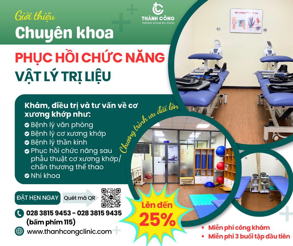 Ưu đãi hấp dẫn Miễn phí công khám và 3 buổi tập vận động trị liệu tại khoa Phục hồi chức năng- Vật lý trị liệu